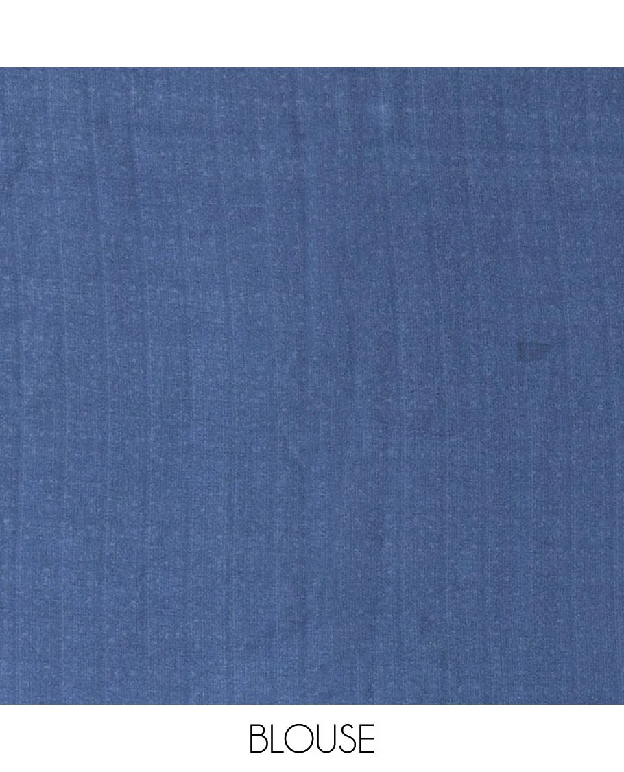 Mustard vertical striped gaji silk saree, contrast plain border, ajrakh printed pallu and contrast plain blouse - Image 4