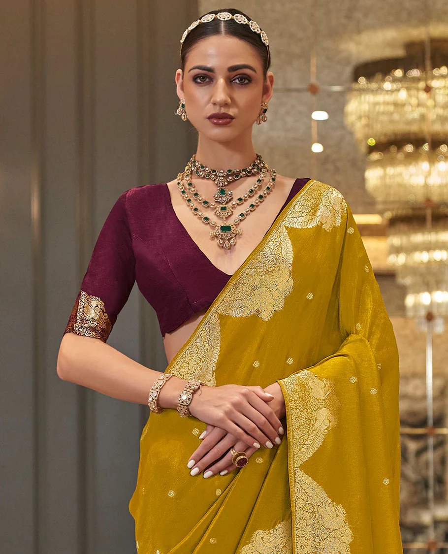 Mustrad buttas designer saree, peacock motifs border, and pallu of peacock and intricate designs - Image 2