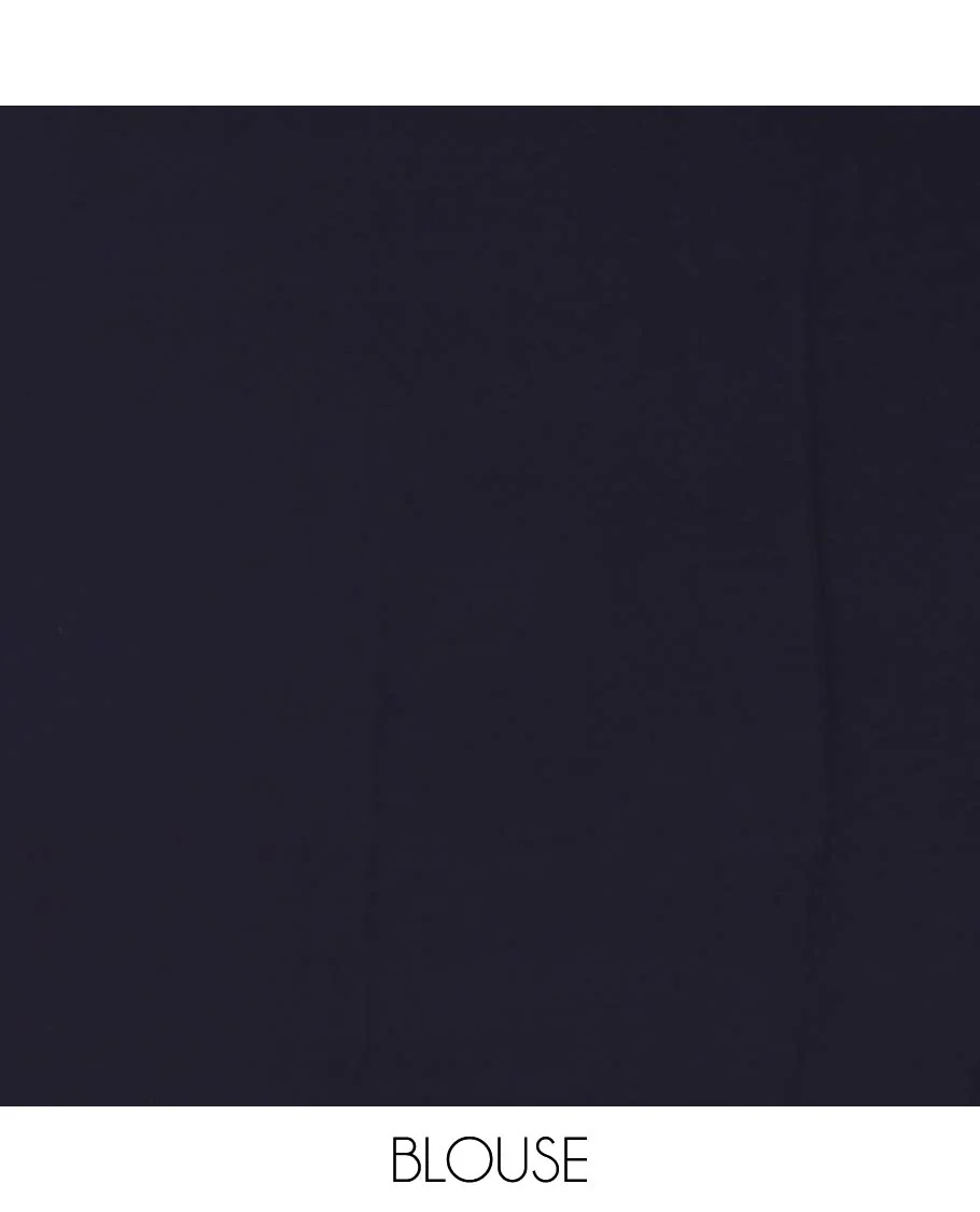 Navy blue kaleidoscopic-colored checks mill-printed kimaya saree, contrast plain border & paisley & geometric printed pallu - Image 4