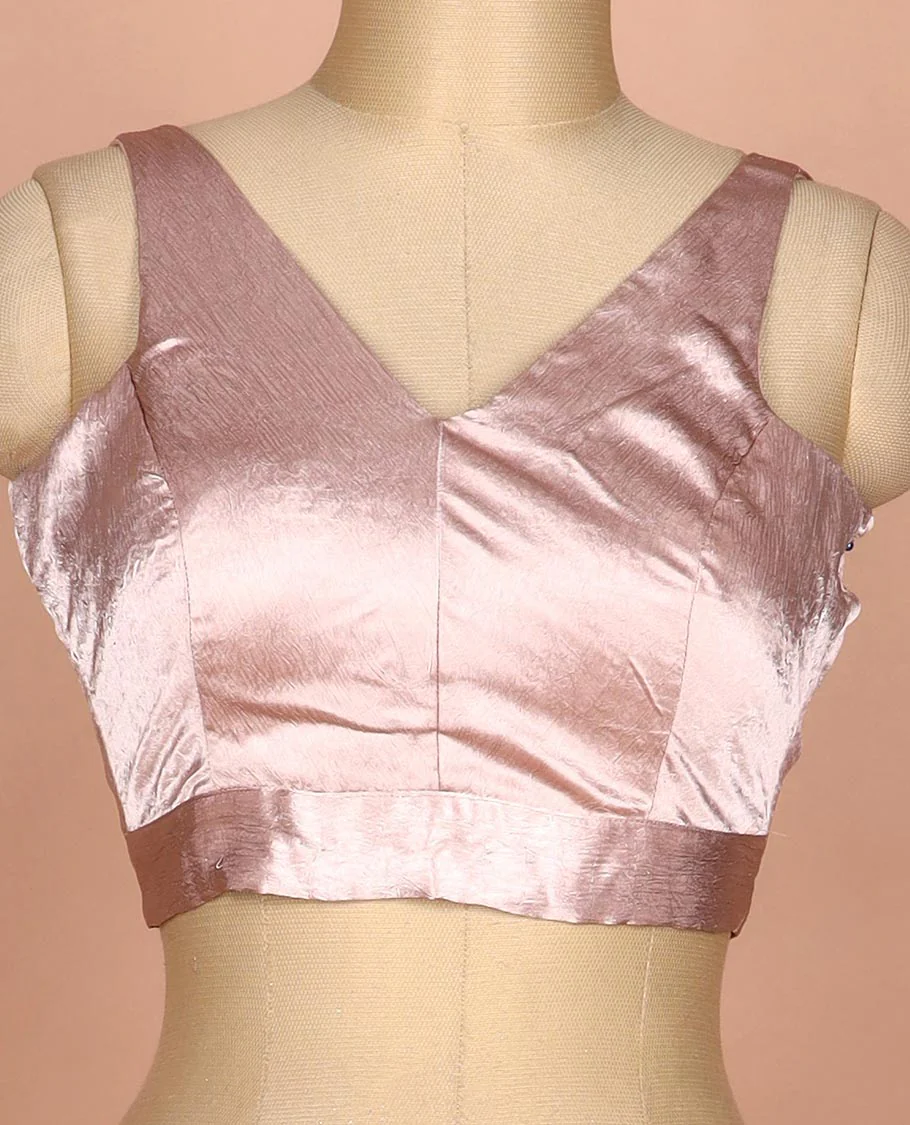 Onion pink plain front and back V-neck thick strapped sleeveless readymade blouse - Image 3