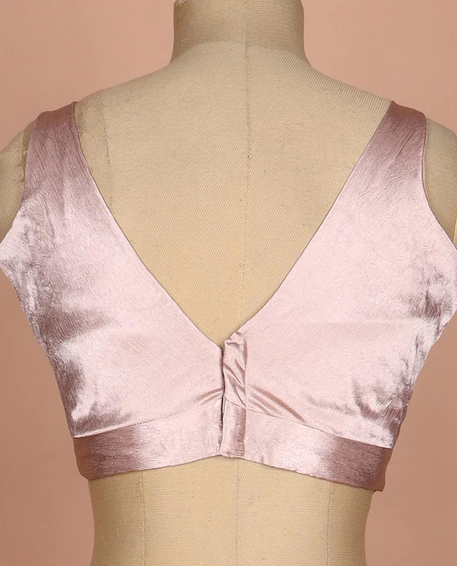 Onion pink plain front and back V-neck thick strapped sleeveless readymade blouse - Image 4