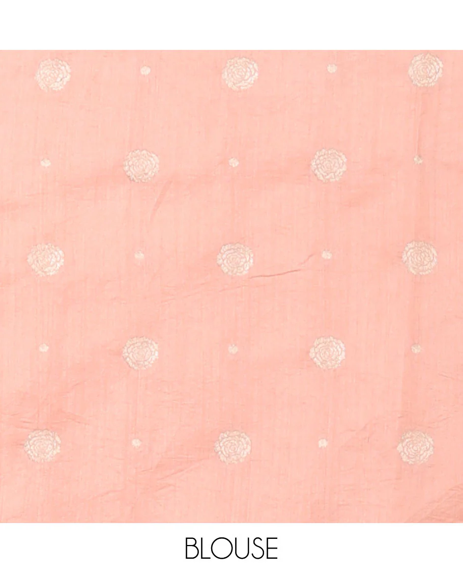 Orange floral thread embroidery organza saree with self floral, bird embroidery border - Image 6