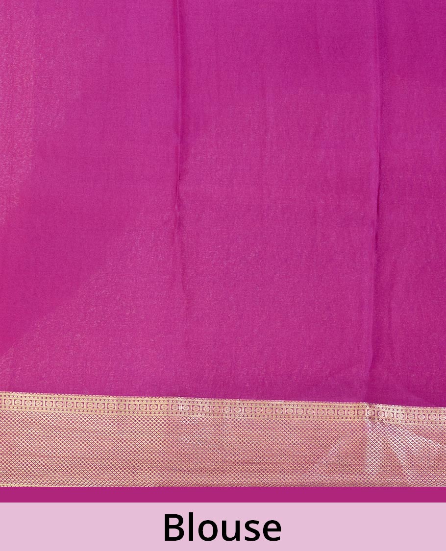 Orange jacquard Mysore silk saree, contrast traditional zari border, and chevron design pallu - Image 5