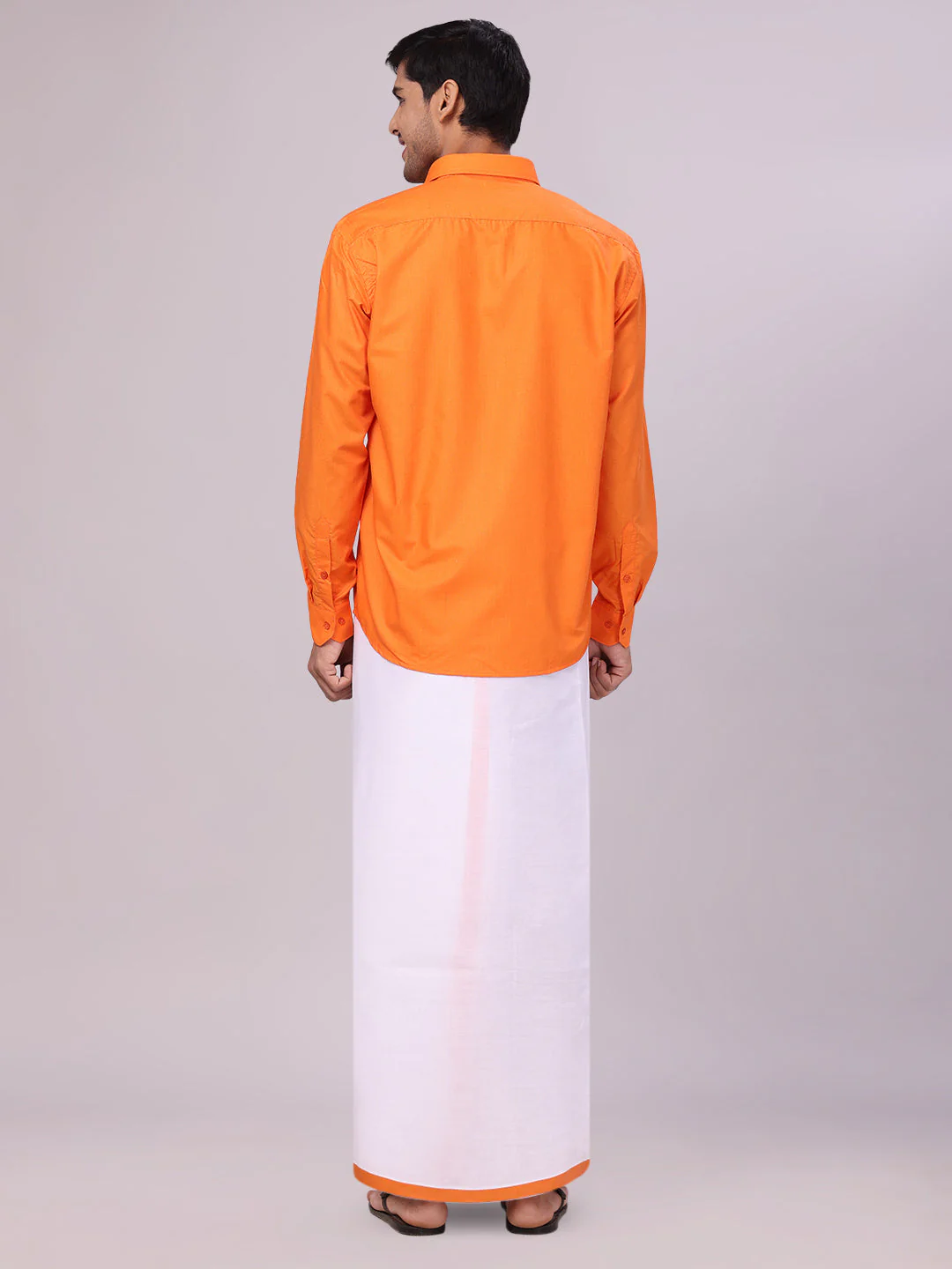 Mens Cotton Orange Matching Shirt and Dhoti Combo Luster - Image 4