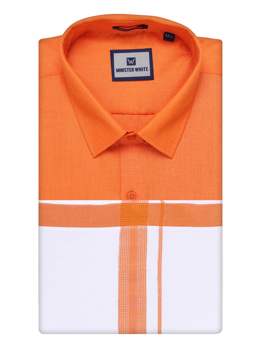 Mens Cotton Orange Matching Shirt and Dhoti Combo Luster - Image 5