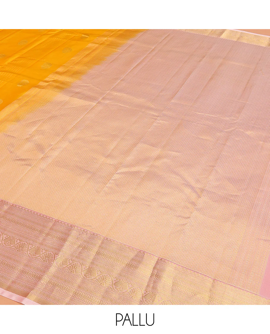 Orange Vasundhara Lite Silk Mix Saree Enhanced with Round Mayil Buttas, Featuring a Contrast Maroon Border of Neli, Kathir, Manga, and Mayil Kann, Pallu Elevated with Zari Designs, and a Contrast Border - Image 5