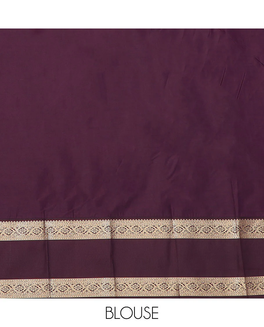 Orange zari buttas and striped budget silk saree, contrast traditional zari design rettai pettu border, and jaal pallu - Image 4
