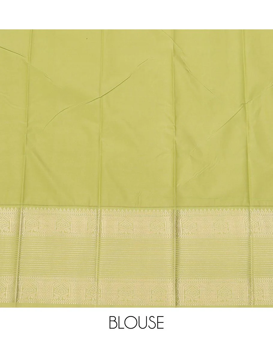 Orange zari buttas and wedding-theme motifs zari woven budget silk saree, contrast traditional zari design border, and intricate pallu - Image 4