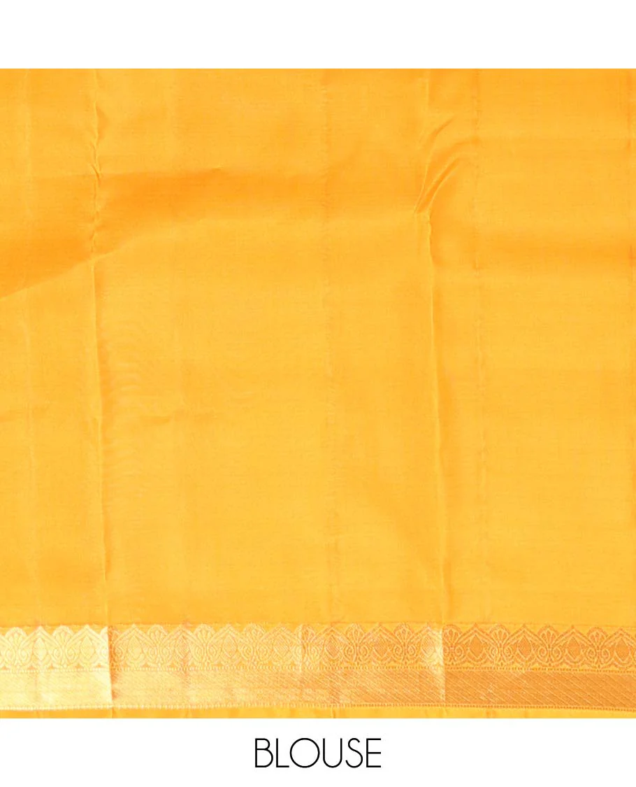 Orange zari buttas Vasundhara Lite Silk Mix Saree, zari border & pallu with intricate designs - Image 6