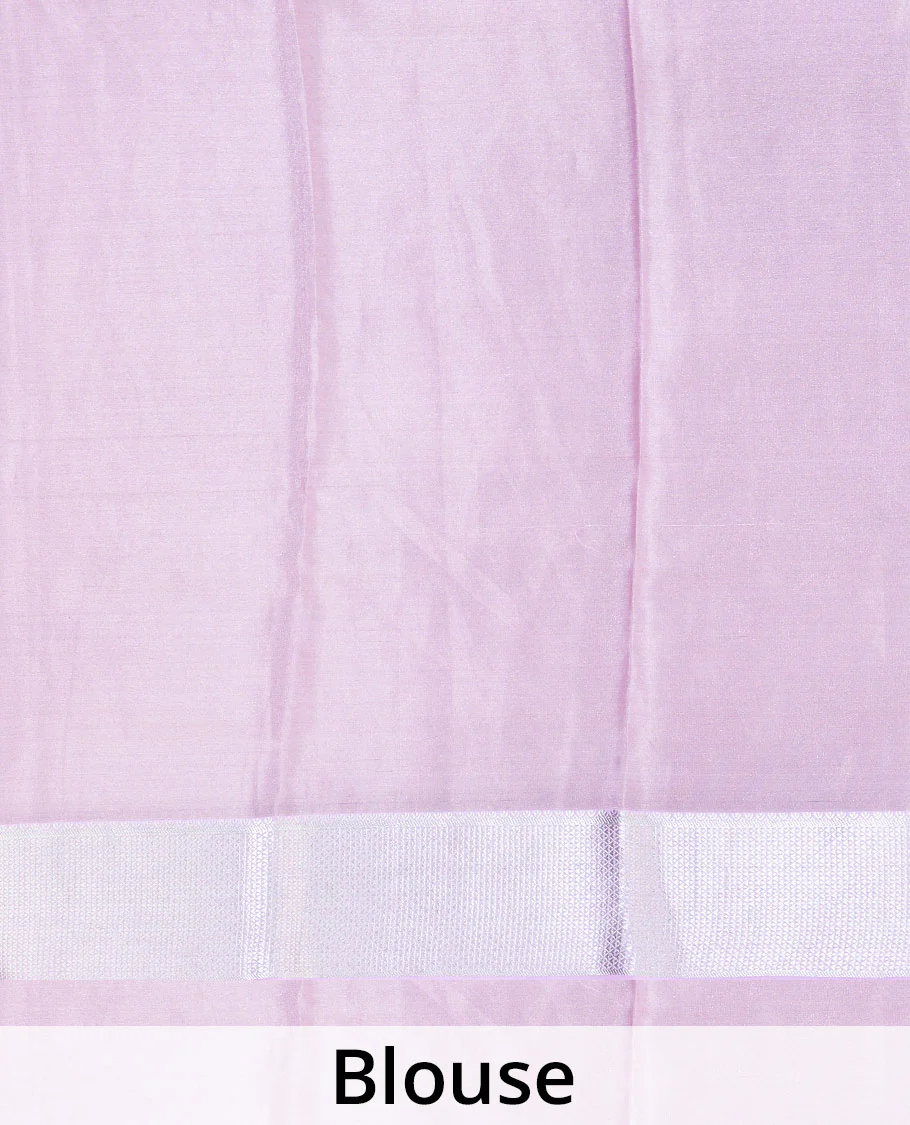 Pale lavender jacquard Mysore silk saree, traditional zari border, and jaal pallu - Image 5
