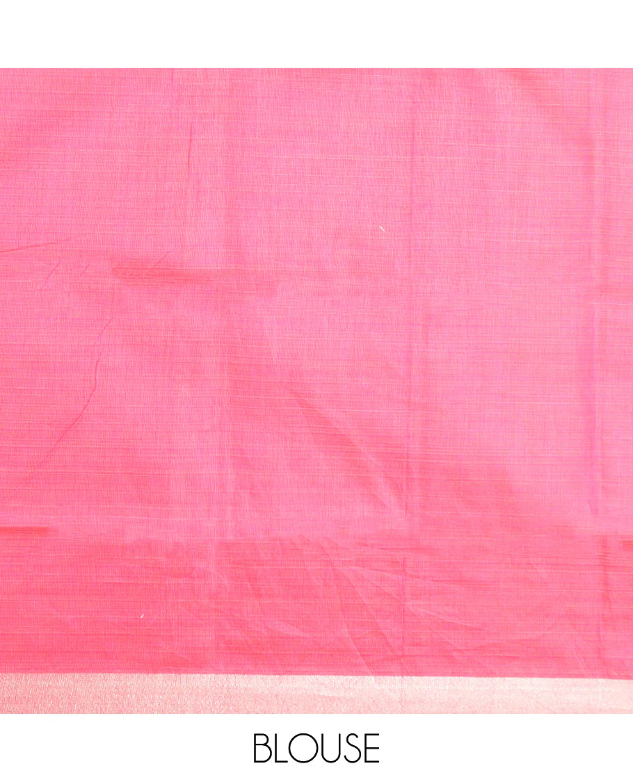 Parrot green paisley thread embroidered Chirala cotton saree, bavanji border, and contrast warli printed pallu - Image 3