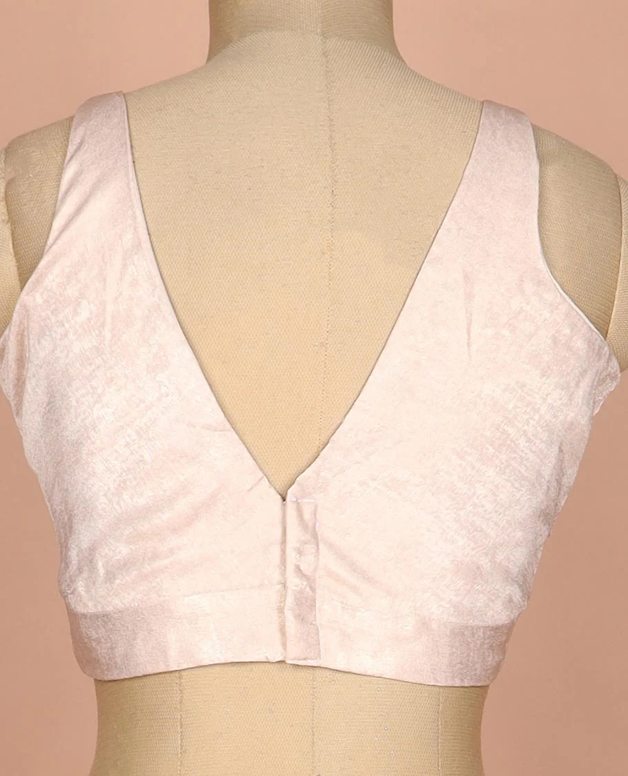 Pastel pink plain front and back V-neck thick strapped sleeveless readymade blouse - Image 4