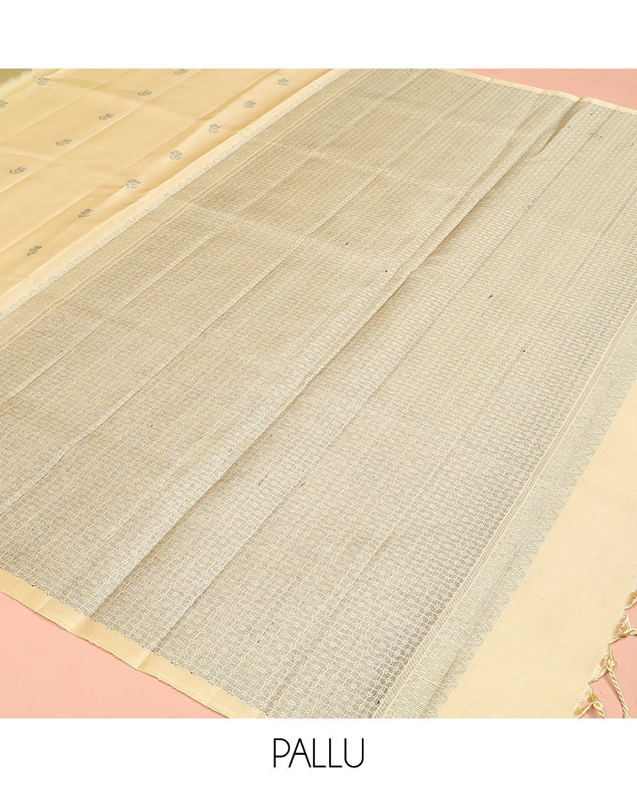 Pastel yellow floral buttas Mayuri soft silk saree, floral-bird design border, and intricately designed pallu - Image 5
