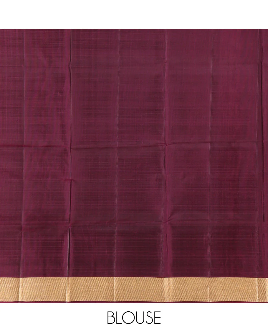 Peach floral zari buttas and skrit-border-style Vasundhara silk saree, contrast annam chakram butta enclosed checked border, and zari-rich jaal pallu - Image 6