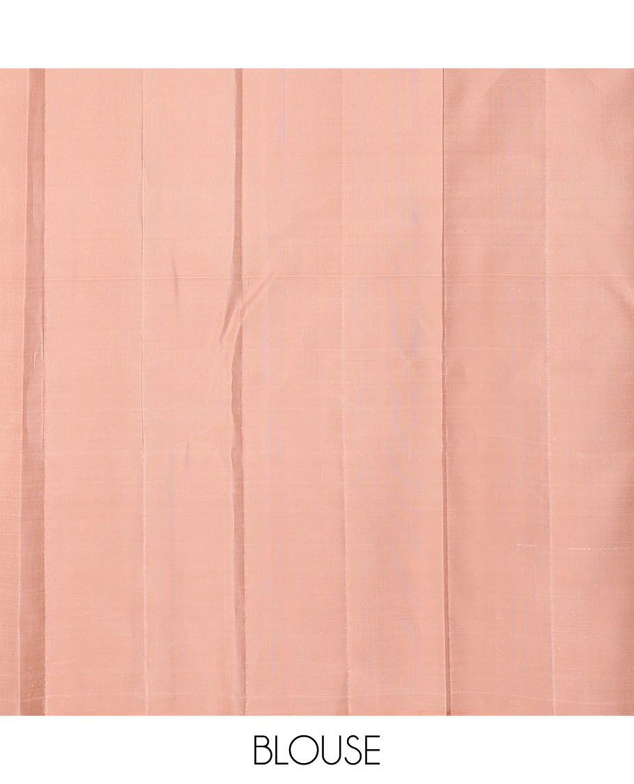 Peach zari jacquard Samudrika silk saree, paithani-style bird & tree motifs, resham meenakari thread border & zari jaal pallu - Image 6
