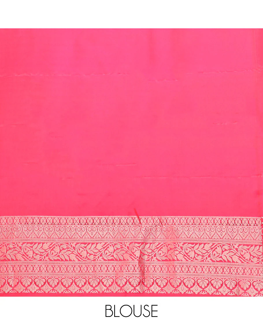Peacock blue charkam buttas Vasundhara silk saree, contrast border of thilakam mokku, neli, kamalam, kathir, floral, and diamond designs, and Mughal floral woven pallu - Image 6