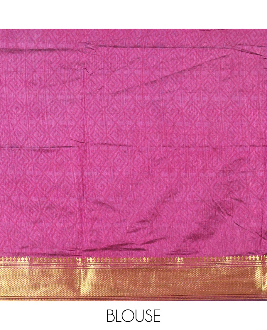 Peacock Green Patola Saree Subtly Sparked with Ikkat Style Polka Dots and Elephant Buttas, Complemented by a Contrast Traditional Zari Design Border, Featuring Pallu Steeped with Elephant Motifs, and Paired with a Contrast Blouse - Image 3