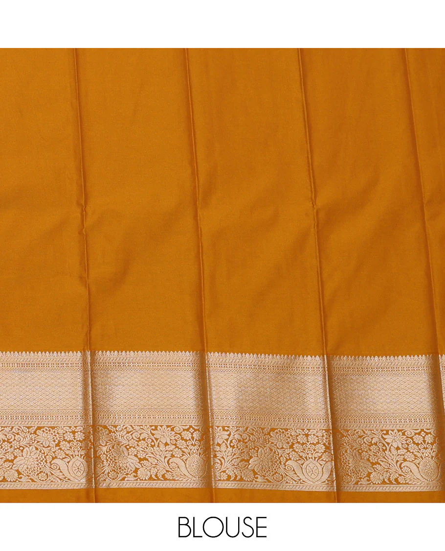 Pink Budget Silk Saree Features Zari Stripes and Paisley Buttas, Complemented by a Contrast Traditional Zari Border, a Scallop-Design Woven Zari Pallu, and a Contrast Zari-Bordered Blouse - Image 4