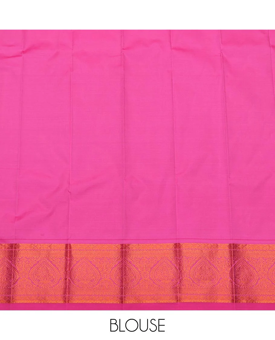 Pink Budget Silk Saree Featuring Striped and Buttas, Complemented with Traditional Zari Design Border, Zari Woven Jaal Pallu, and a Matching Zari-Bordered Blouse - Image 4