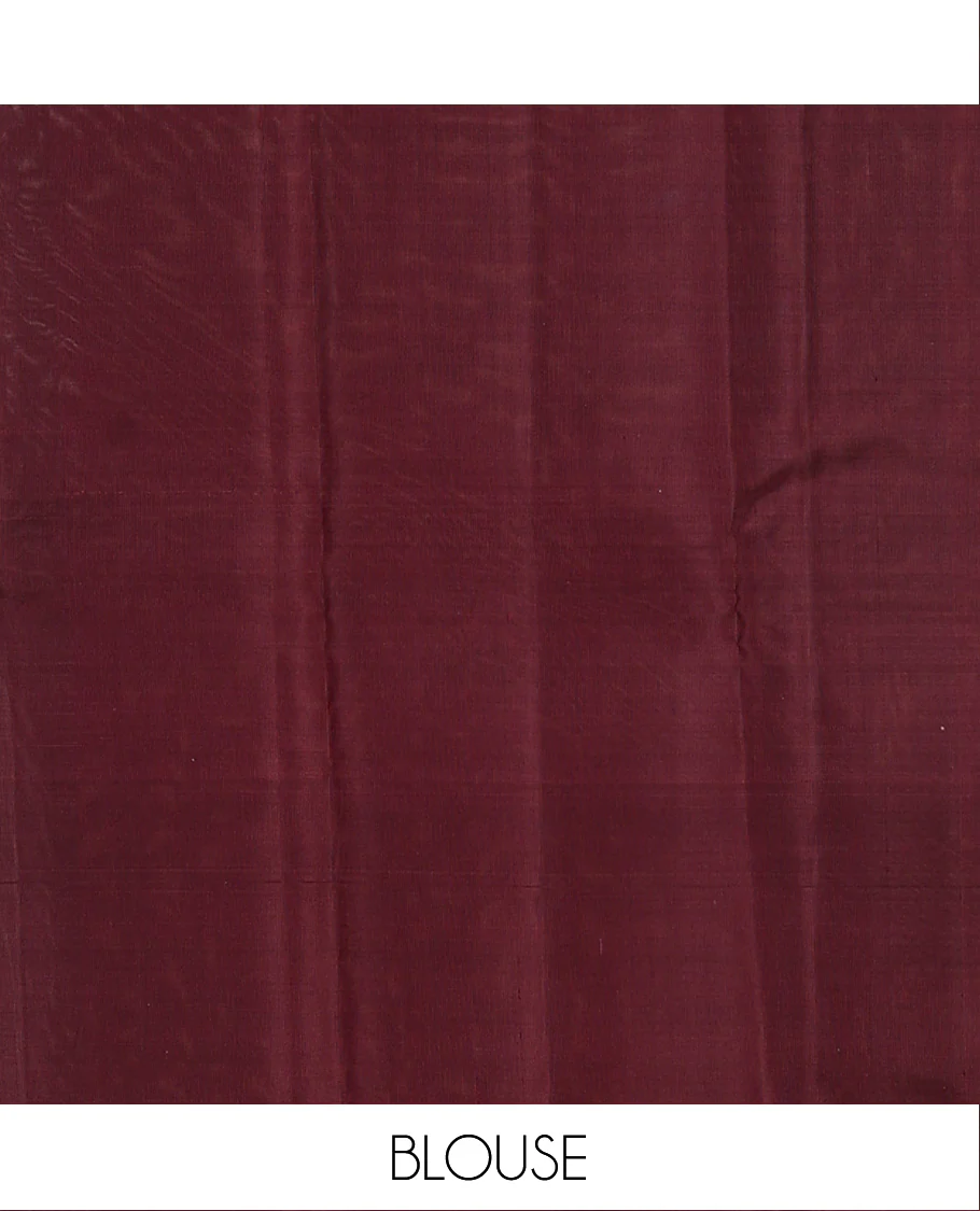 Pink checked Kanchipuram silk saree, self-border of mayil motifs, and contrast pallu of stripes - Image 6