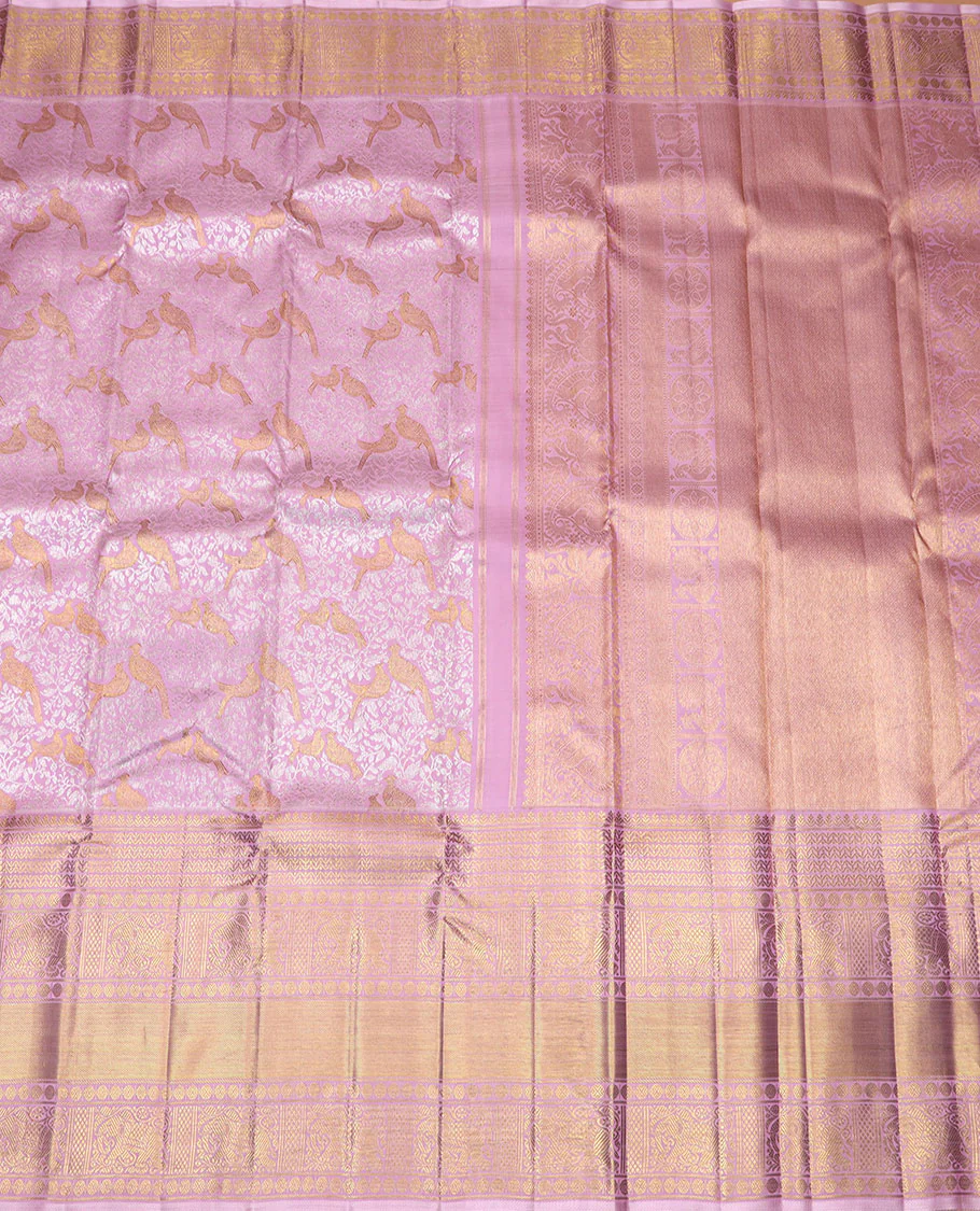 Pink floral & Jodi Pura design Samudrika silk saree, zari border of thilakam,banaras,mayil kann,poun & yaanai designs & zari-rich intricate pallu - Image 4