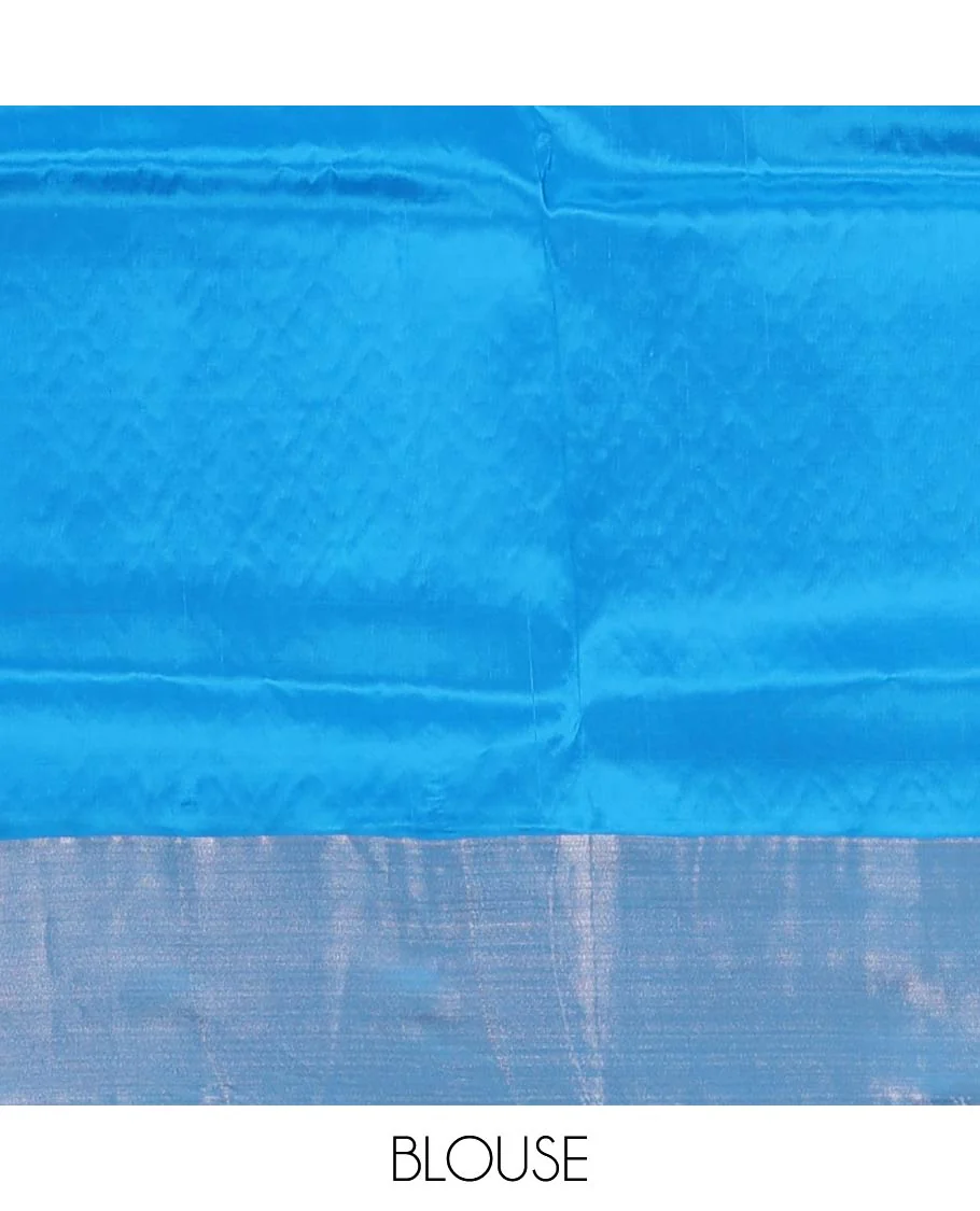 Pink floral zari buttas Uppada saree, bavanji border, and contrast jaal patterned pallu - Image 5
