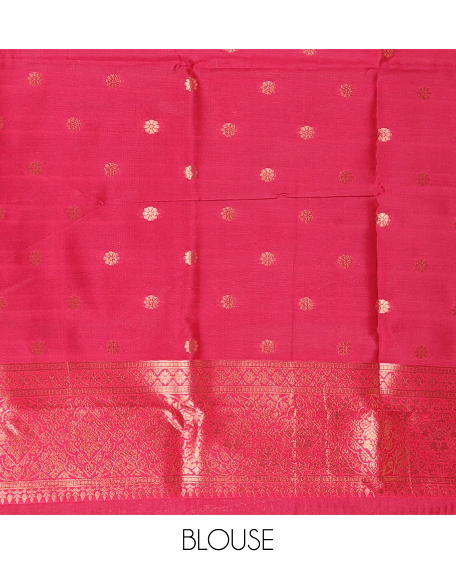 Pink jacquard kanchi tissue saree, zari chakram motifs border, intricately zari woven pallu, and a matching zari design blouse - Image 4