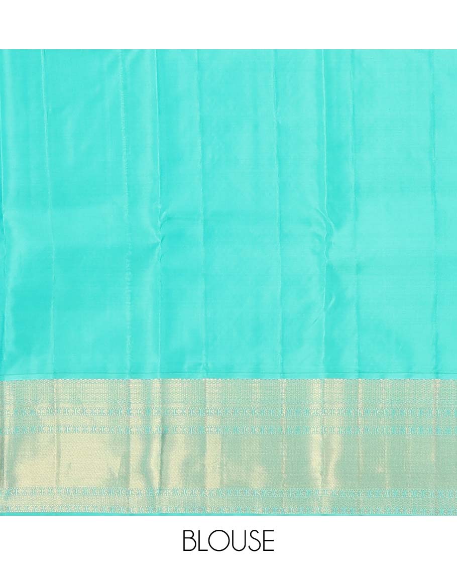 Pink manga zari buttas Vasundhara silk saree, contrast zari border of thilakam mokku, mayil, banaras, and mayil kann designs , and jaal pallu - Image 6