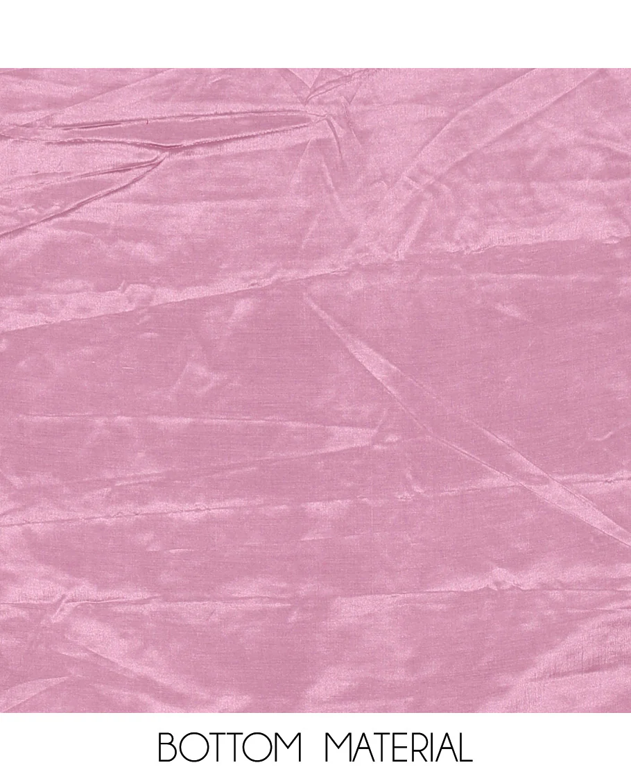 Pink Material Chudidar Set Featuring Chikankari-Style Paisley Vine Design, Thread-Embroidered Georgette Top, Subtly Made Plain Santoon Material Bottom, and a Floral Motifs-Embroidered Georgette Scallop-Bordered Dupatta - Image 2
