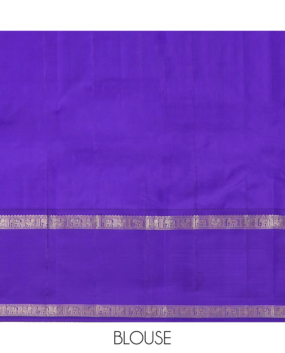 Pink mayil chakram Vasundhara silk saree, contrast rettai pettu border of rekku, muthu, and mayil and yaanai designs, and jaal pallu - Image 6