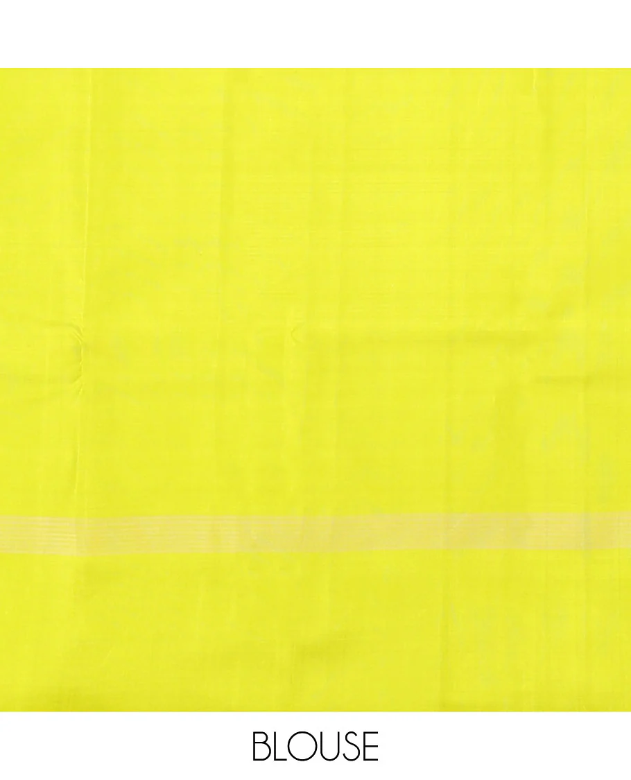 Pink micro-checked kanchipuram silk saree, contrast thazampoo rekku border & pallu of stripes & pillaiyar mokku designs - Image 6