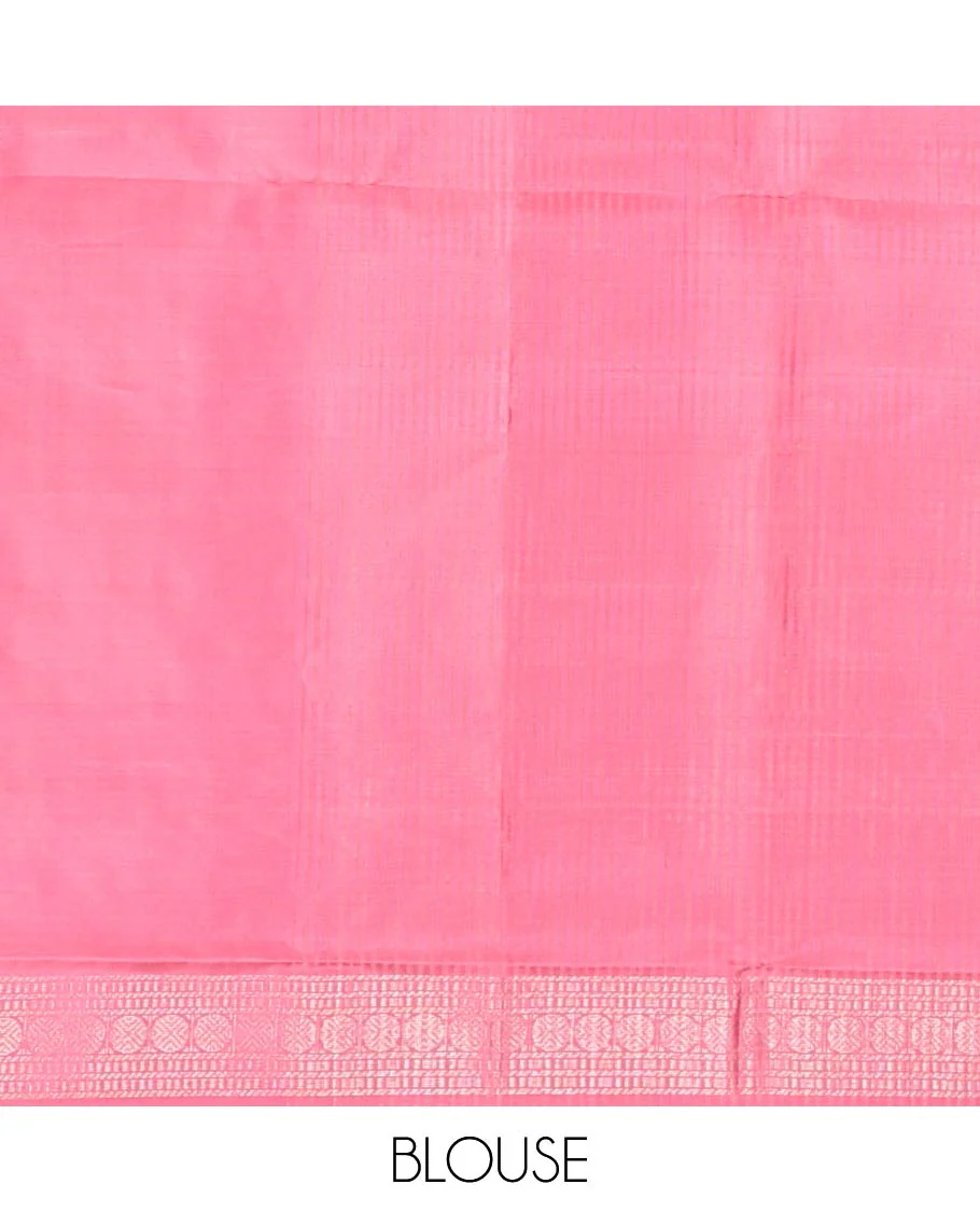 Pink muthu striped Mayuri soft silk saree, self-border, and pallu steeped with geometric patterns - Image 6