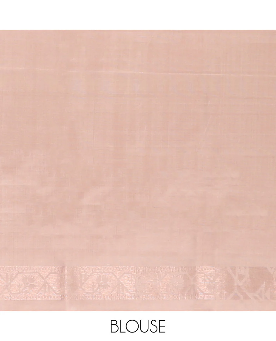 Pink soft Mayuri soft silk saree with buttas, contrast border & pallu of patola-style designs - Image 5