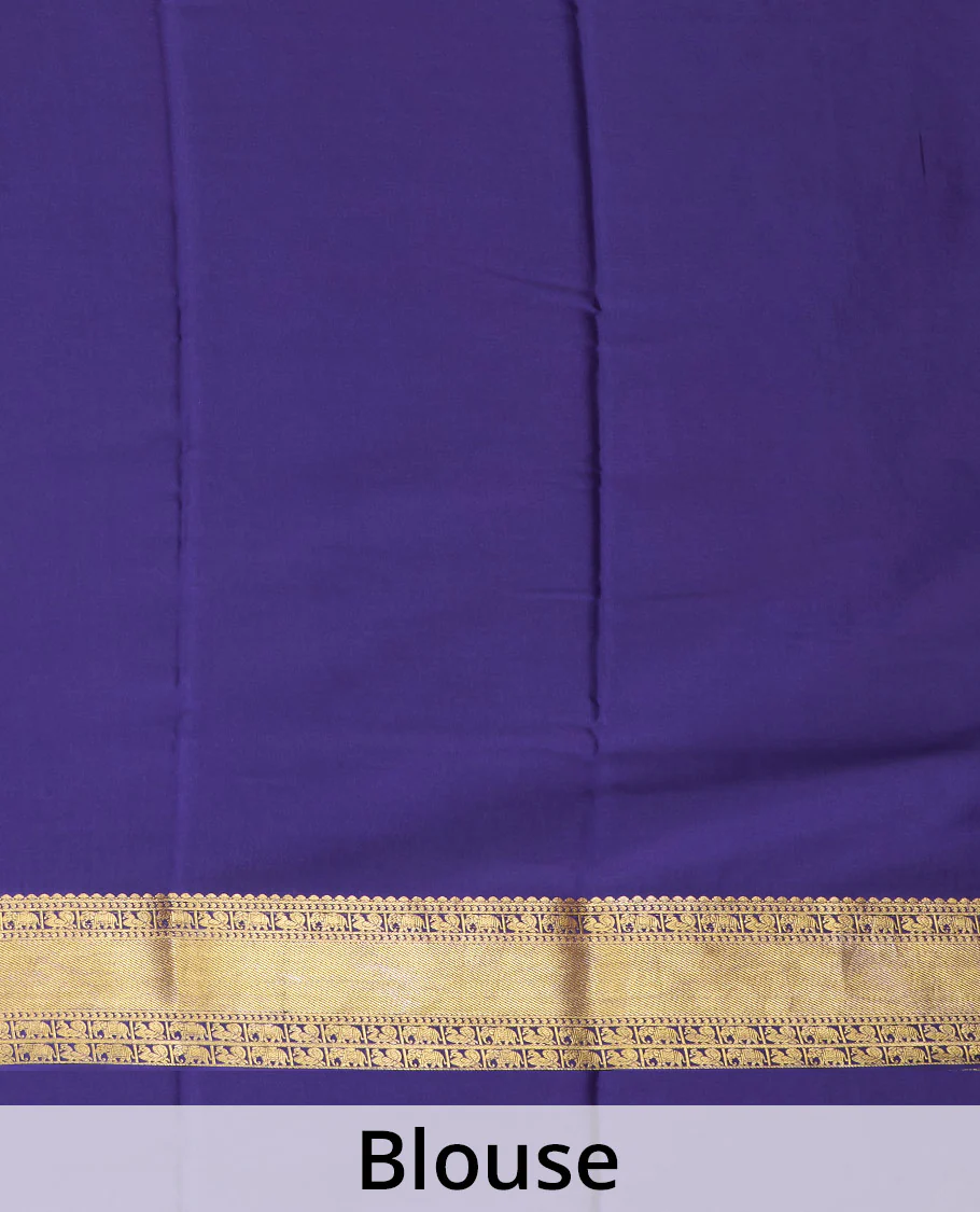 Pink two-headed eagle motifs zari woven Mysore silk saree, contrast traditional zari border, and pallu of thick zari designs - Image 5
