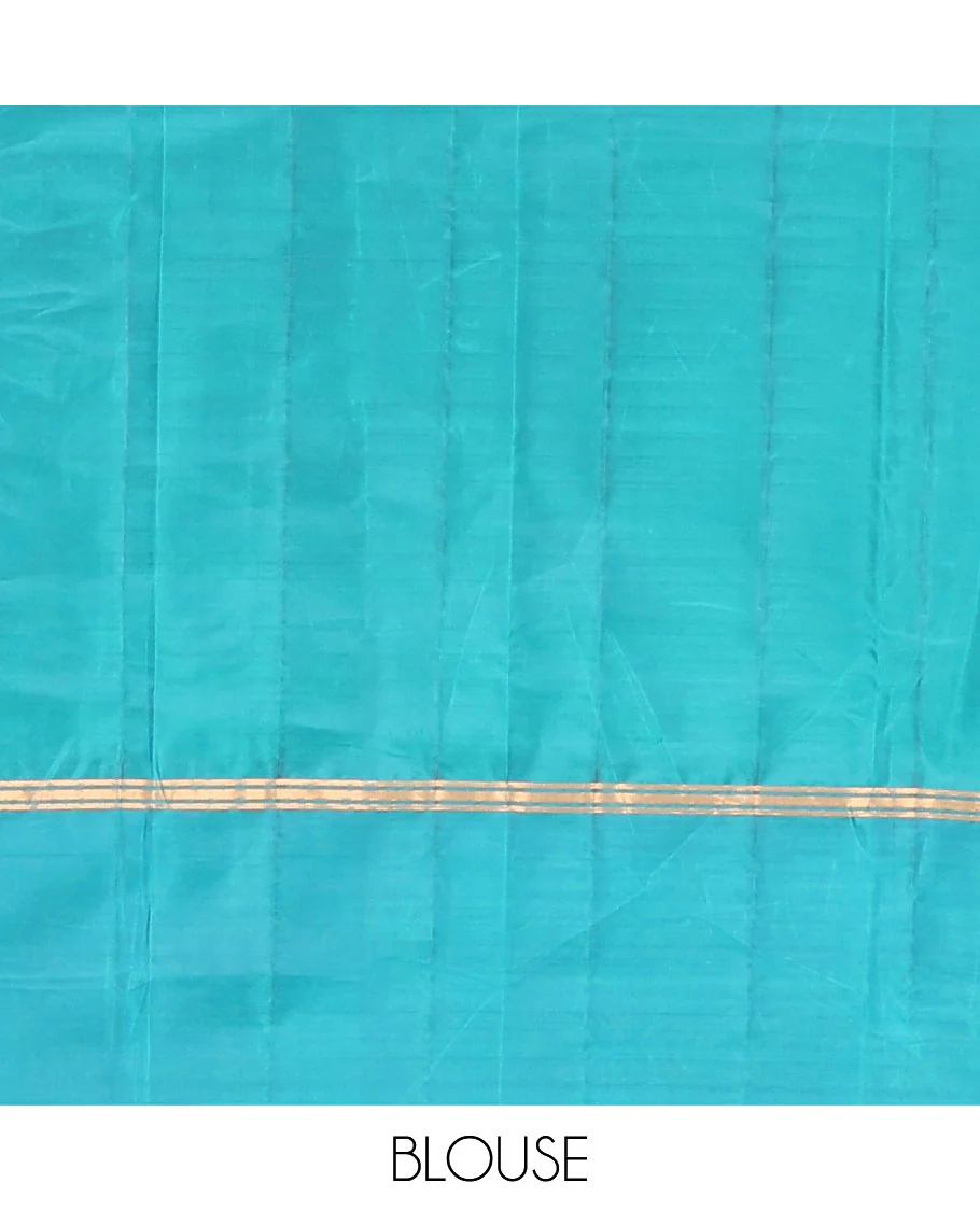 Pink Vasundhara Lite Silk Mix Saree Gracefully Embellished with Annam Chakram Buttas, Decked Up with a Contrast Annam Chakram Border, Pallu Beautified with Rich Zari-Woven Floral Jaal Design, and Comes with a Contrast Blouse - Image 6