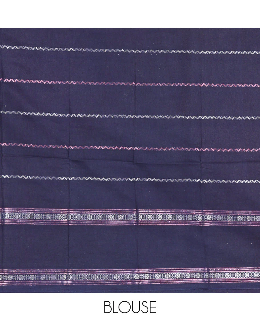 Pink veldhari striped sungudi cotton saree, contrast traditional design and rettai pettu border, veldhari striped pallu, and contrast zari design blouse - Image 3