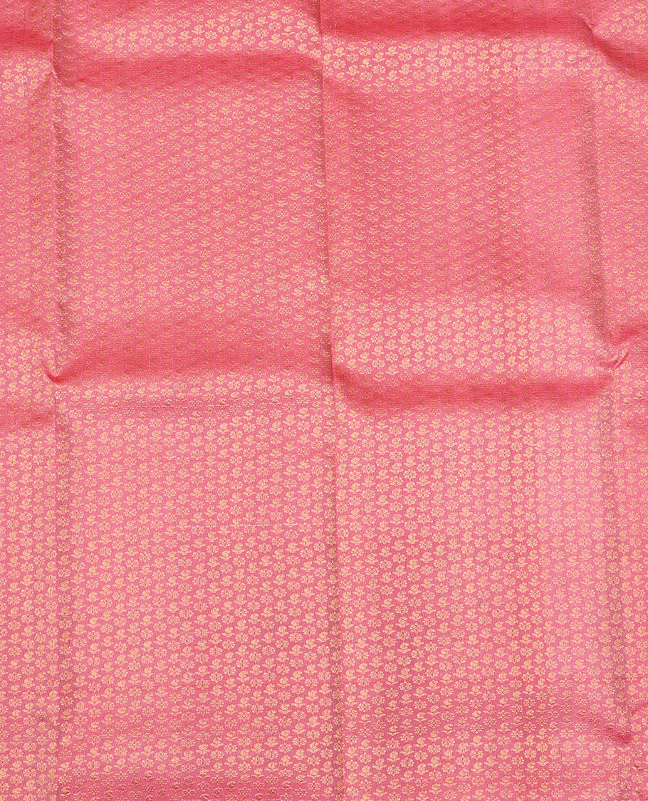 Pink zari buttas pure-silk half saree, contrast border & blouse of dhavana kodi,muthu, neli & then kuli kann design, zari design dhavani - Image 5