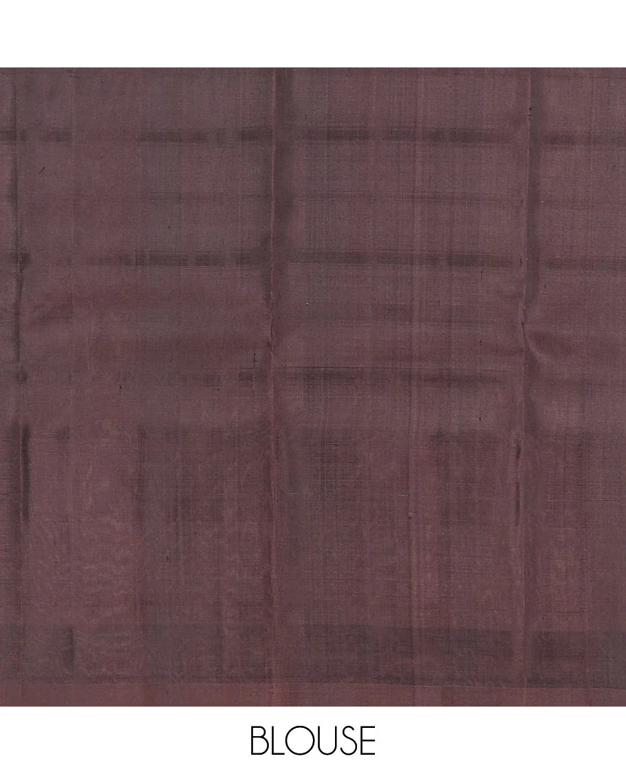 Pink zari design Kanchipuram silk saree, contrast border of rudraksham, mayil, annam, kuthirai, and yaanai designs, and jaal pallu - Image 6