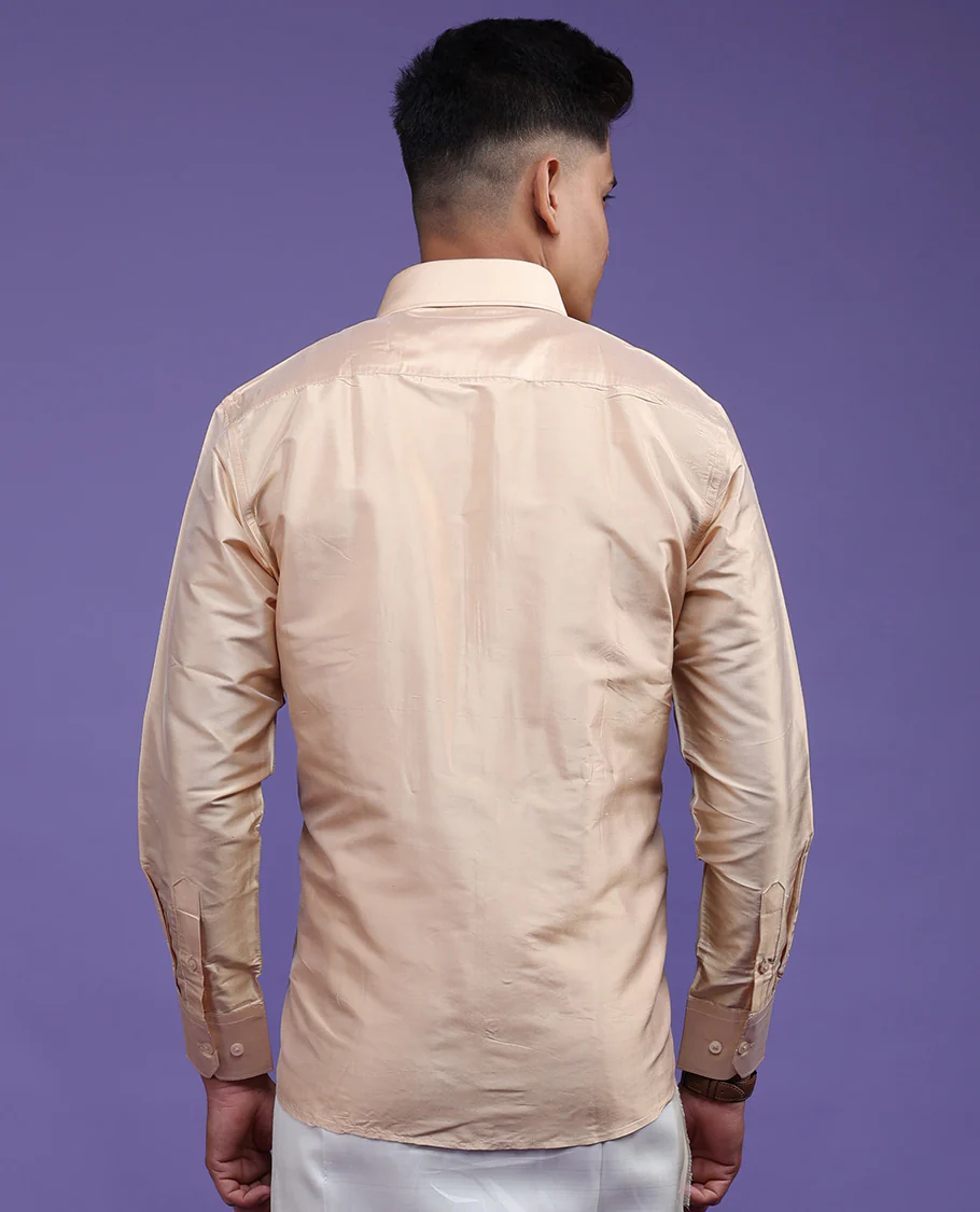 Sandal plain design full-sleeve pure-silk shirt - Image 12