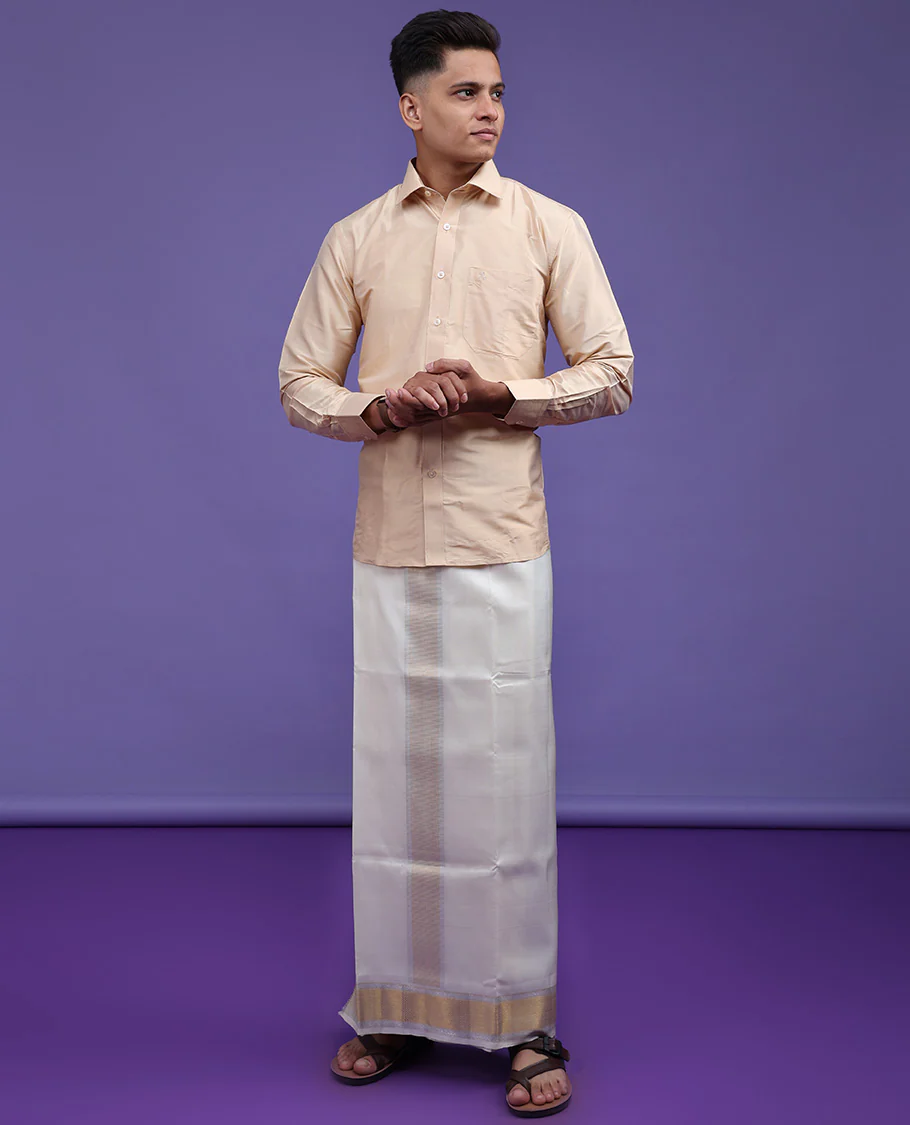 Sandal plain design full-sleeve pure-silk shirt - Image 22