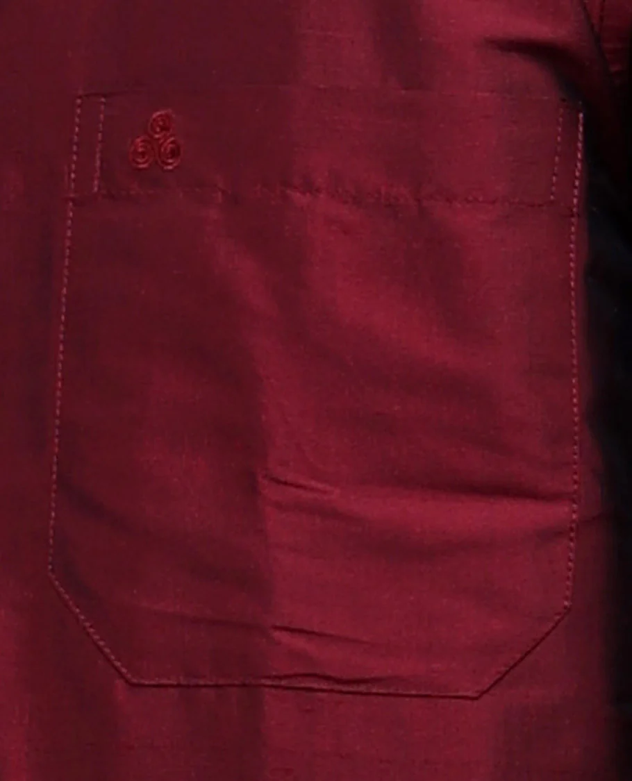 Maroon Pure Silk Shirt - Image 11