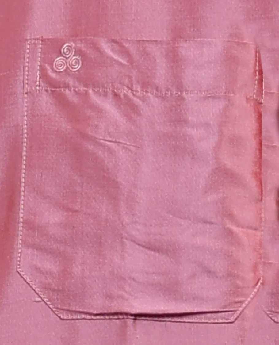 Pink plain design full-sleeve pure-silk shirt - Image 17