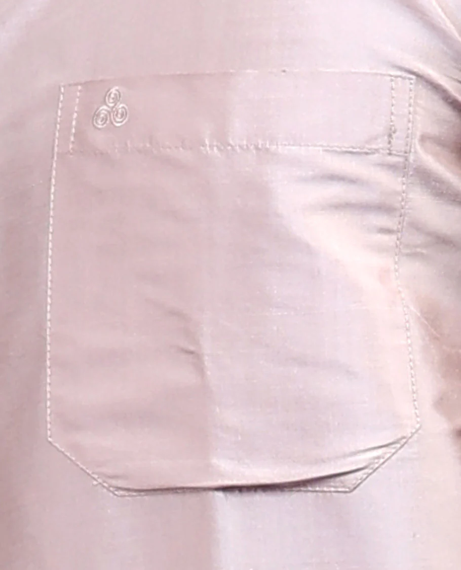 Cream plain design half-sleeve pure-silk shirt - Image 23