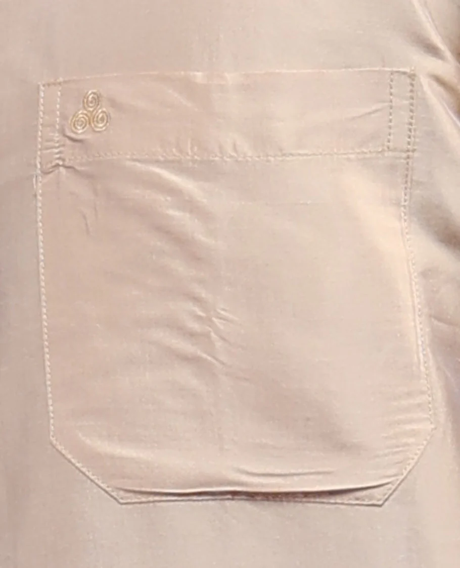 Sandal plain design half-sleeve pure-silk shirt - Image 5
