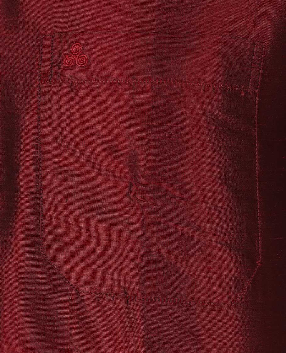 Maroon Pure Silk Shirt - Image 15