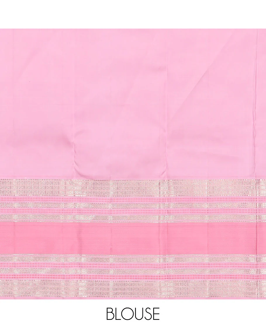 Purple annam chakram buttas Kanchipuram silksaree, contrast rettai pettu traditional zari border, and pallu steeped with traditional motifs - Image 8