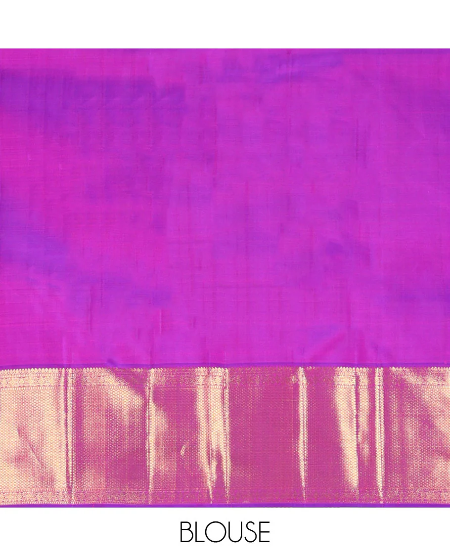 Purple floral design Samudrika silk saree with self border of intricate zari design & argyle design pallu - Image 6