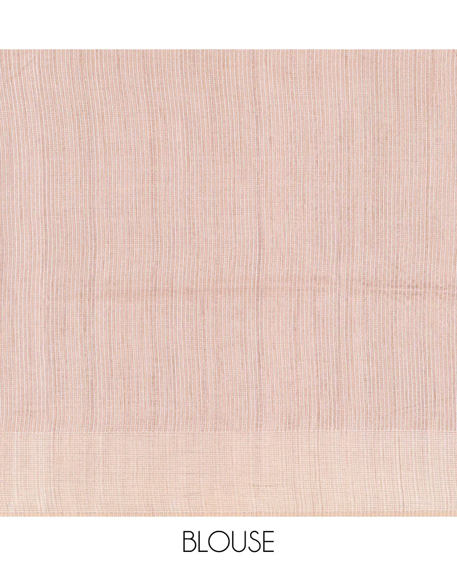 Purple floral vines thread embroidered Tussar saree, contrast Thread border, plain pallu, and contrast blouse - Image 4