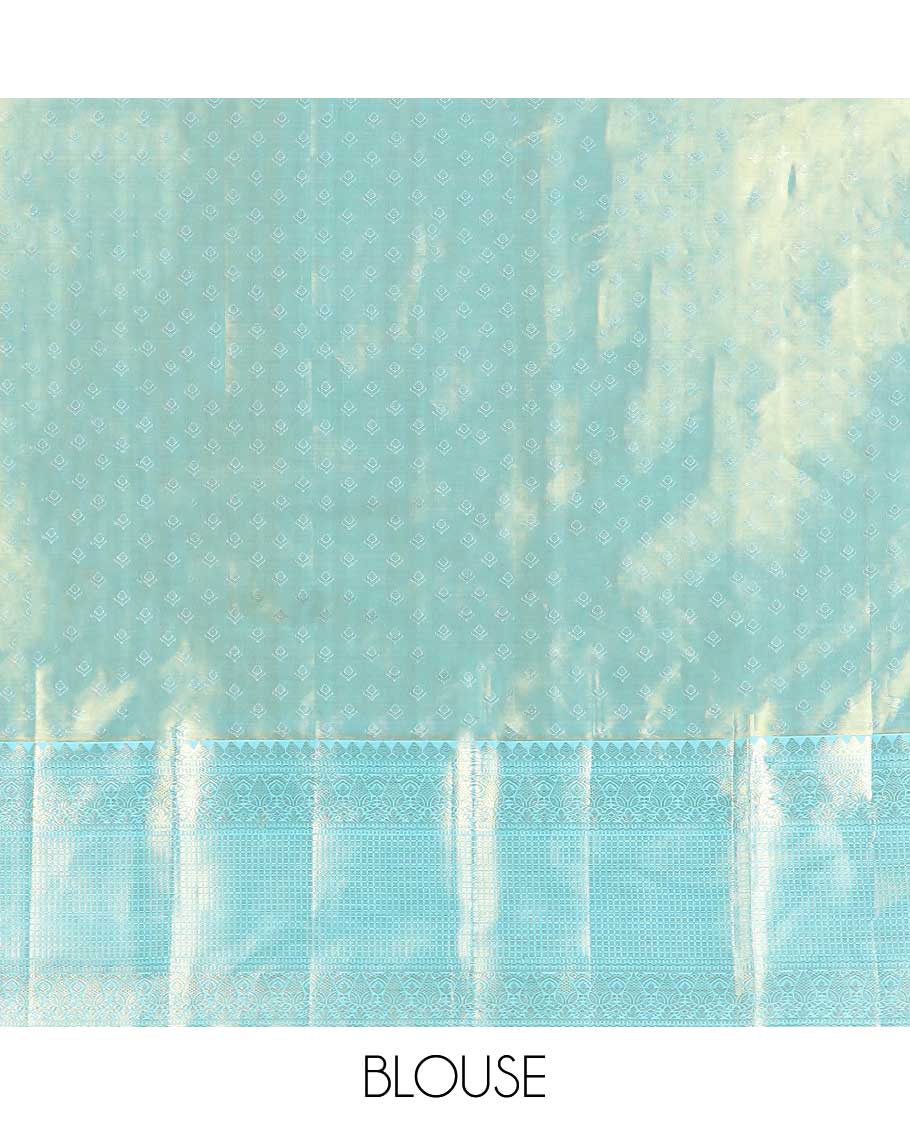 Purple leaf design kancheepuram tissue silk saree with contrast border of intricate zari design & argyle design pallu - Image 6