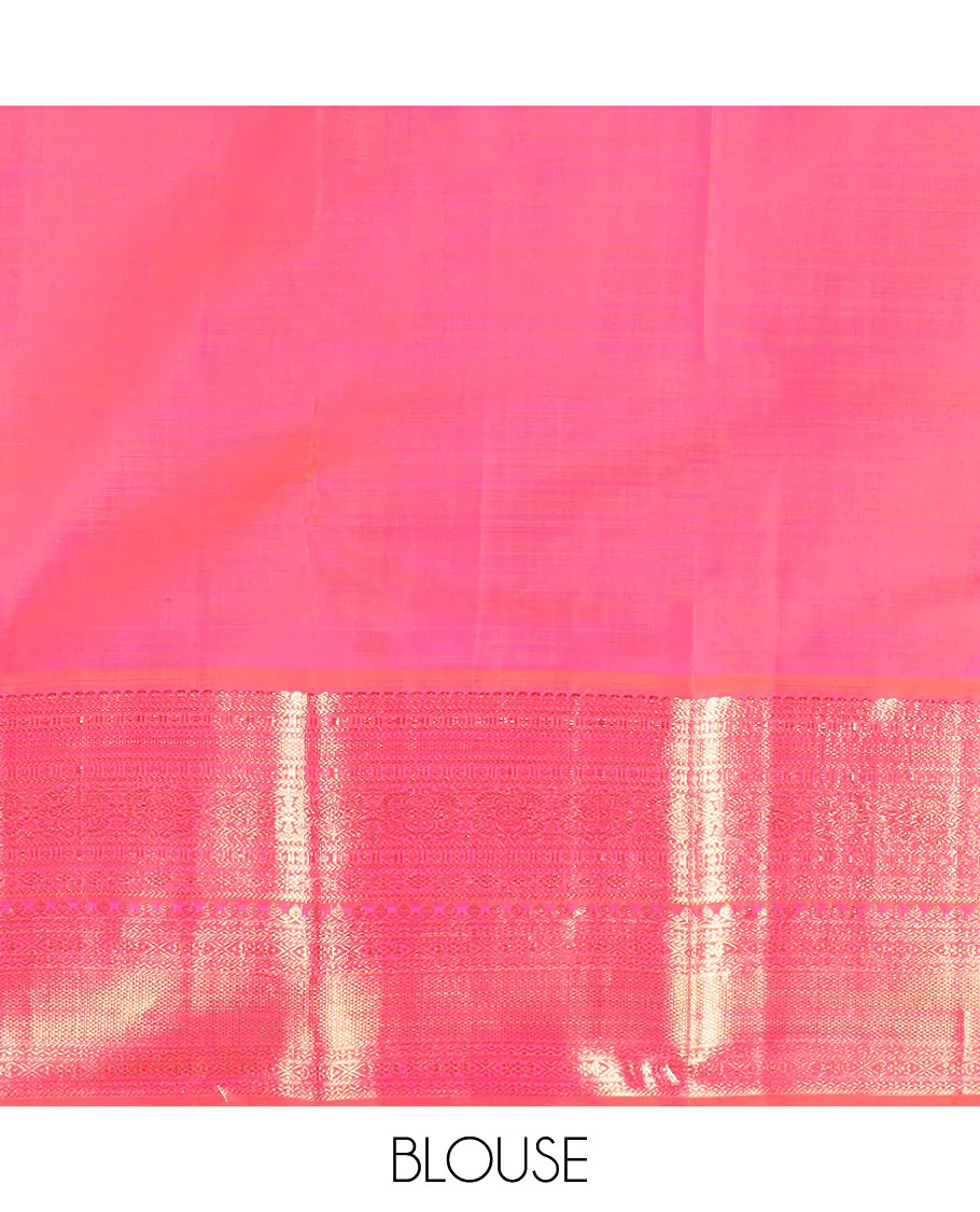 Purple muthu checked Kanchipuram silk saree, contrast korvai border of traditional designs, and jaal pallu - Image 5